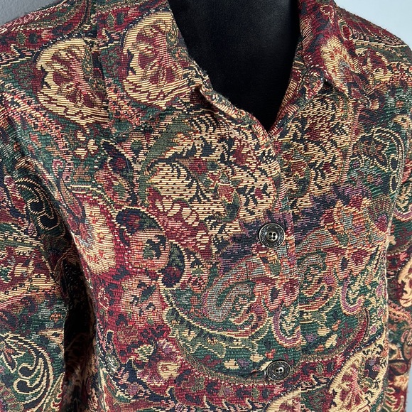 Vintage Paisley Jacquard Tapestry Jacket Coat with Pockets - Picture 6 of 8